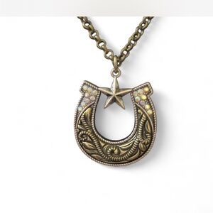 Bronze/Gold Horseshoe Pendant Necklace